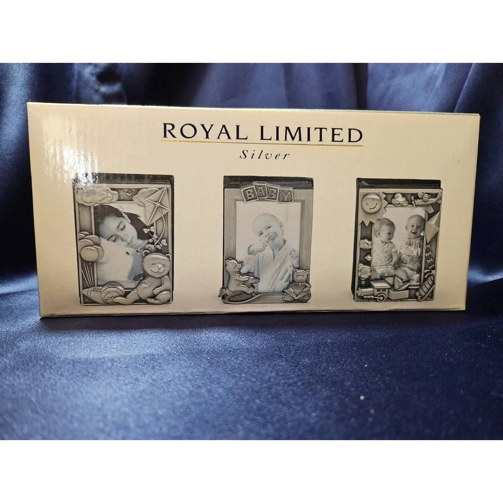NIB Set of 3 Mini Photo Frames Royal Limited Silver - Round, Oval, Square